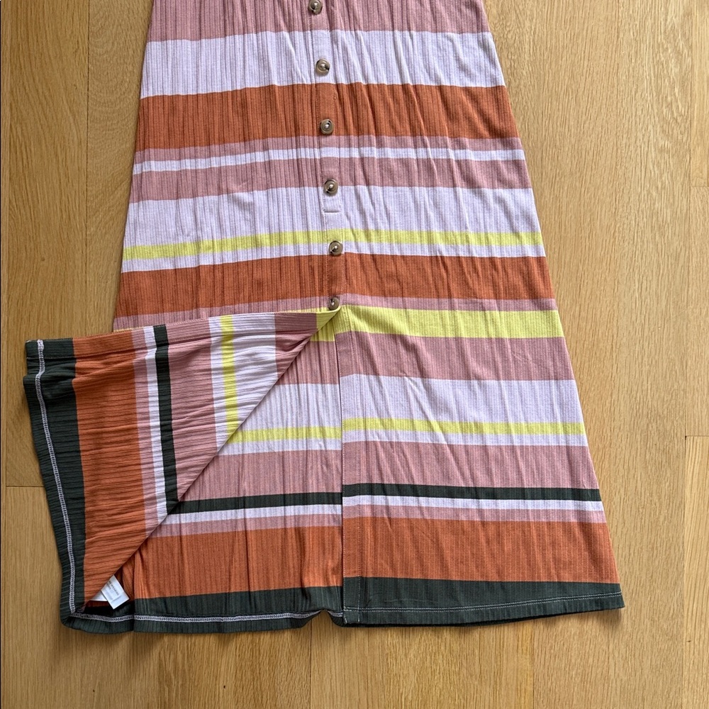 New Striped Multicolor Button-Down Maxi Dress - image 4